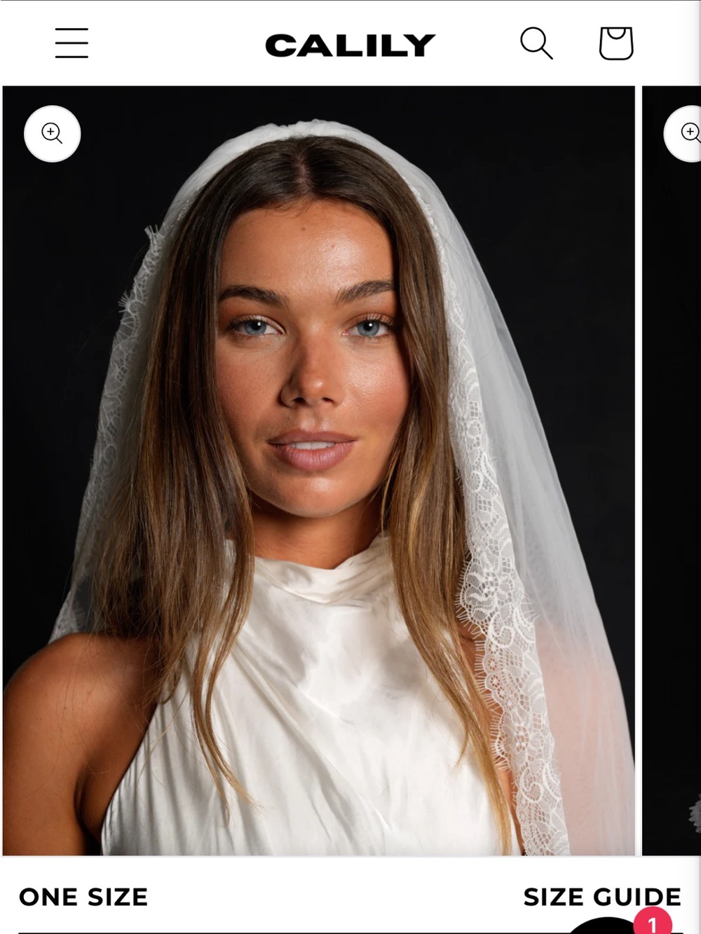 NWT Calily Two Layer Chantilly Lace Bridal Veil in Light Ivory